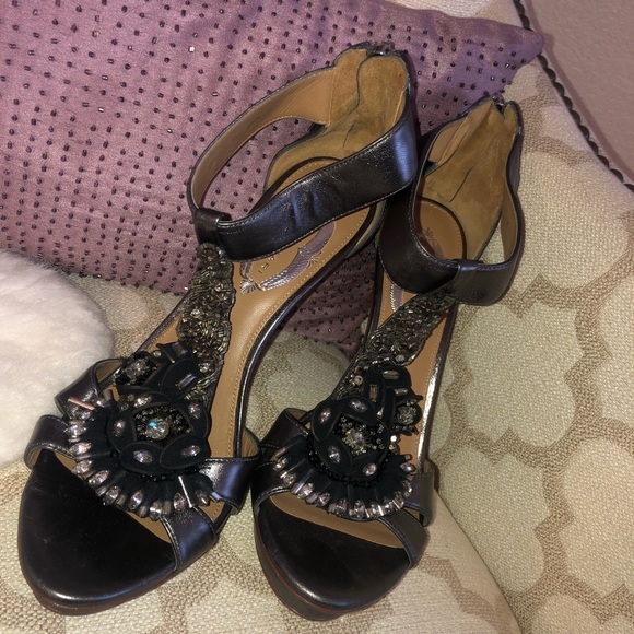 🌺Elie Tahari leather and embellished stilettos - Picture 1 of 12